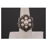SAMUEL BENHAM 14K GOLD PEARL & STERLING RING