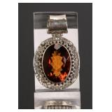 LARGE STERLING SILVER & GEMSTONE PENDANT