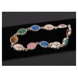 SCARAB BEETLE GEMSTONE STERLING BRACELET