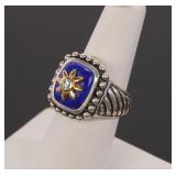 GOLD LAPIS STERLING SILVER RING