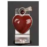 SAJEN STERLING & OXBLOOD STONE HEART PENDANT