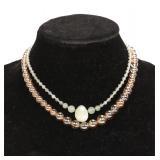 IRIS QUARTZ & CELADON JADE BEADED NECKLACES