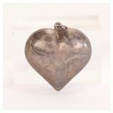 ANTIQUE ENGRAVED BIG STERLING HEART PENDANT