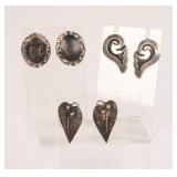 3 PR STERLING SILVER EARRINGS SCREWBACK