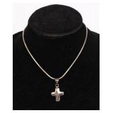 ITALIAN STERLING SILVER NECKLACE CROSS PENDANT