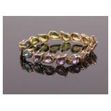 MULTI-COLORED GEMSTONE STERLING SILVER BRACELET