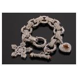 JUDITH RIPKA STERLING SILVER CHARM BRACELET
