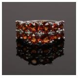 ORANGE GARNET COCKTAIL RING STERLING SILVER