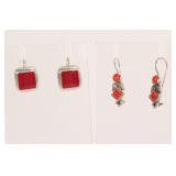 CORAL & STERLING SILVER EARRINGS