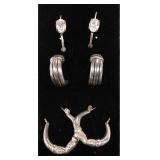 3 PR STERLING SILVER EARRINGS