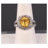 JUDITH RIPKA CITRINE STERLING SILVER COCKTAIL RING