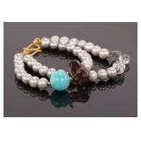 VTG BEADED & STERLING SILVER BRACELET