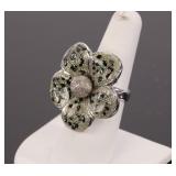 LARGE STERLING FLOWER RING SZ 7