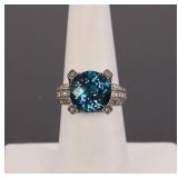BLUE TOPAZ & STERLING SILVER COCKTAIL RING 7