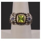 SAMUEL BENHAM 14K GOLD PERIDOT STERLING RING