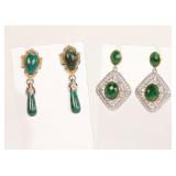 2 PR JADE STERLING/GOLD EARRINGS MICHAEL VALITUTTI
