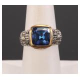 SAMULE BENHAM 14K SAPPHIRE STERLING SILVER RING