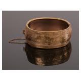 ART NOUVEAU GOLD FILLED BRACELET FLORAL ENGRAVING