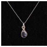 SAPPHIRE PENDANT ON STERLING SILVER NECKLACE