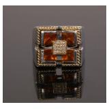 SONIA B. 14K GOLD & STERLING CITRINE SQUARE RING