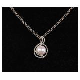 STERLING & PEARL PENDANT ON STERLING NECKLACE