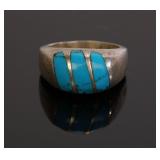 STERLING SILVER & TURQUOISE RING SZ 9