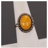 DESERT ROSE BUTTERSCOTCH AMBER & STERLING RING