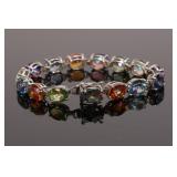 STS RAINBOW GEMSTONE STERLING SILVER BRACELET