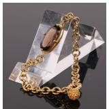 GOLD OVER STERLING SILVER BRACELET SMOKY QUARTZ