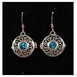 TOPAZ & STERLING SILVER LOCKET EARRINGS