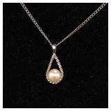 STERLING & PEARL PENDANT ON STERLING NECKLACE