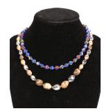 2 BEADED NECKLACES MURANO GLASS BEADS+