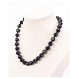 ONYX BEADED NECKLACE STERLING CLASP