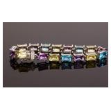 TOPAZ- AMETHYST-CITRINE-STERLING SILVER BRACELET