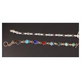2 GEMSTONE & STERLING SILVER BRACELETS