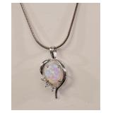STUNNING OPAL PENDANT ON STERLING SILVER CHAIN