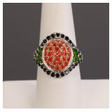 ART DECO STYLE COCKTAIL RING STERLING SILVER 8.5