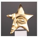 GOLD TONE MODERNIST STAR FACE BROOCH