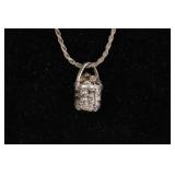STERLING SILVER BASKET CHARM ON STERLING NECKLACE