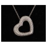 SAMUEL BENHAM STERLING SILVER CZ HEART NECKLACE