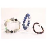 3 SEMI-PRECIOUS STONE BRACELETS LAPIS LAZULI+