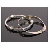2 STERLING SILVER BANGLE BRACELETS BA & RLM