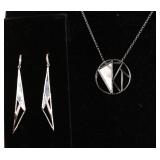 ELLE STERLING SILVER, RUBY NECKLACE & EARRINGS SET