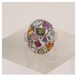 GEMSTONE & STERLING SILVER COCKTAIL RING 7.5