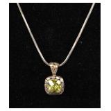 PERIDOT PENDANT & STERLING SILVER NECKLACE