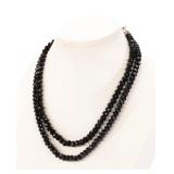 2 FACETED ONYX BEADED NECKLACES