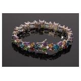 MULIT-GEMSTONE BRACELET SET IN STERLING SILVER