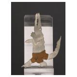 MODERNIST METAL ALLIGATOR WEARING PANTS ART BROOCH