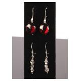 2 PR STERLING SILVER DROP EARRINGS