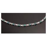 BLUE/GREEN SAPPHIRE & STERLING SILVER BRACELET